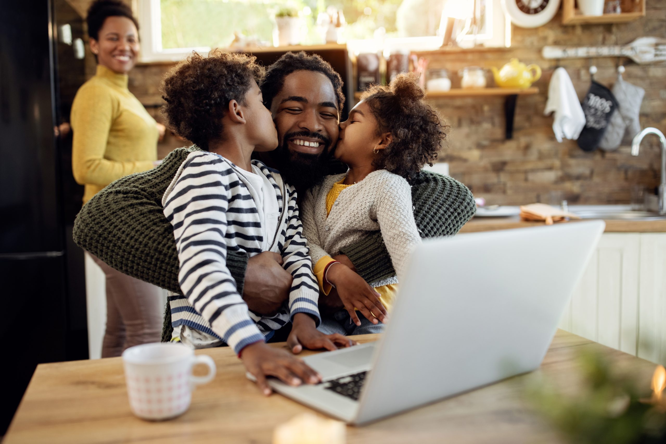 Father spending time with his family
